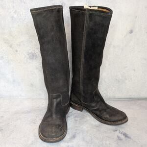 Fiorentini + Baker Eden Knee High Pull-on Boots in Brown Suede, Size 36.5